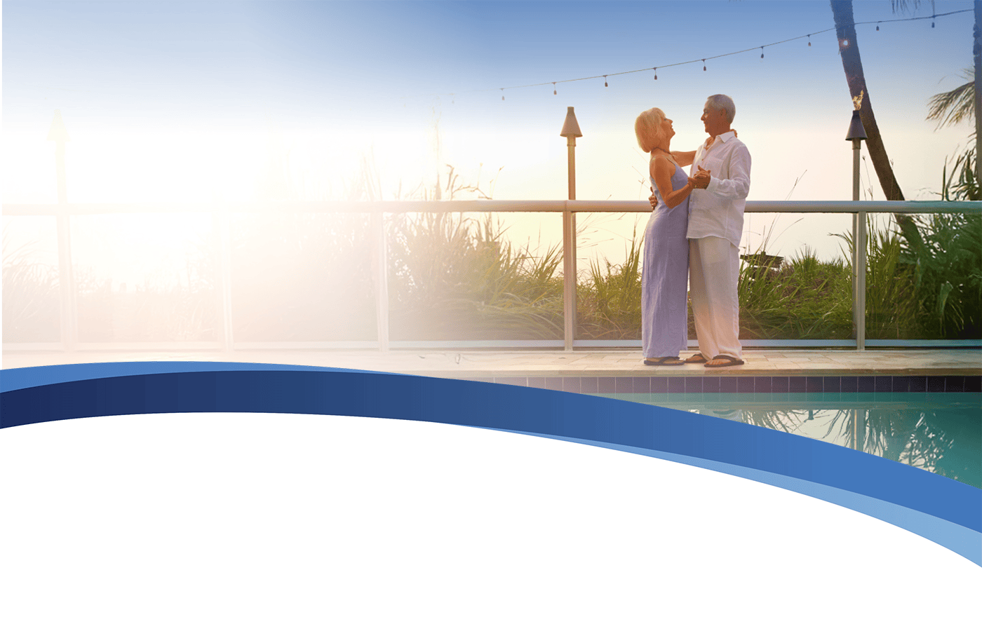 A couple dancing near pool